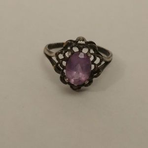 Sterling Silver Ring Purple Stone Size 6